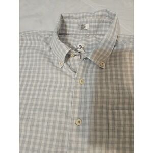 Peter Millar Men's Long Sleeve Button Down Gray And White Checker Shirt Size L